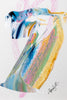 "Joyful Connection" Gestural Study in Vintage Bamboo Frame 11.5”x13.5"