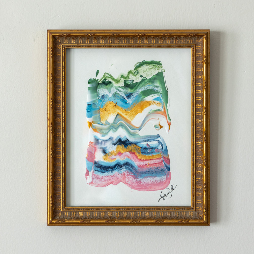 "Joyful Connection" Gestural Study in Vintage Gold Frame 9.75”x11.75"