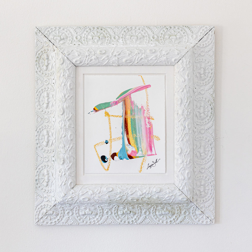 "Rebel Rose,” Original Painting in Painted Chunky Vintage Frame