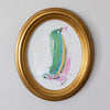 "Joyful Connection" Gestural Study in Gold Oval Vintage Frame 10.5"x12.5"