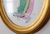 "Joyful Connection" Gestural Study in Gold Oval Vintage Frame 10.5"x12.5"