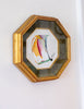 "Joyful Connection" Painting in Vintage Velvet Gilded Octagonal Shadowbox Frame