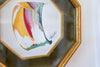 "Joyful Connection" Painting in Vintage Velvet Gilded Octagonal Shadowbox Frame