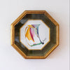 "Joyful Connection" Painting in Vintage Velvet Gilded Octagonal Shadowbox Frame