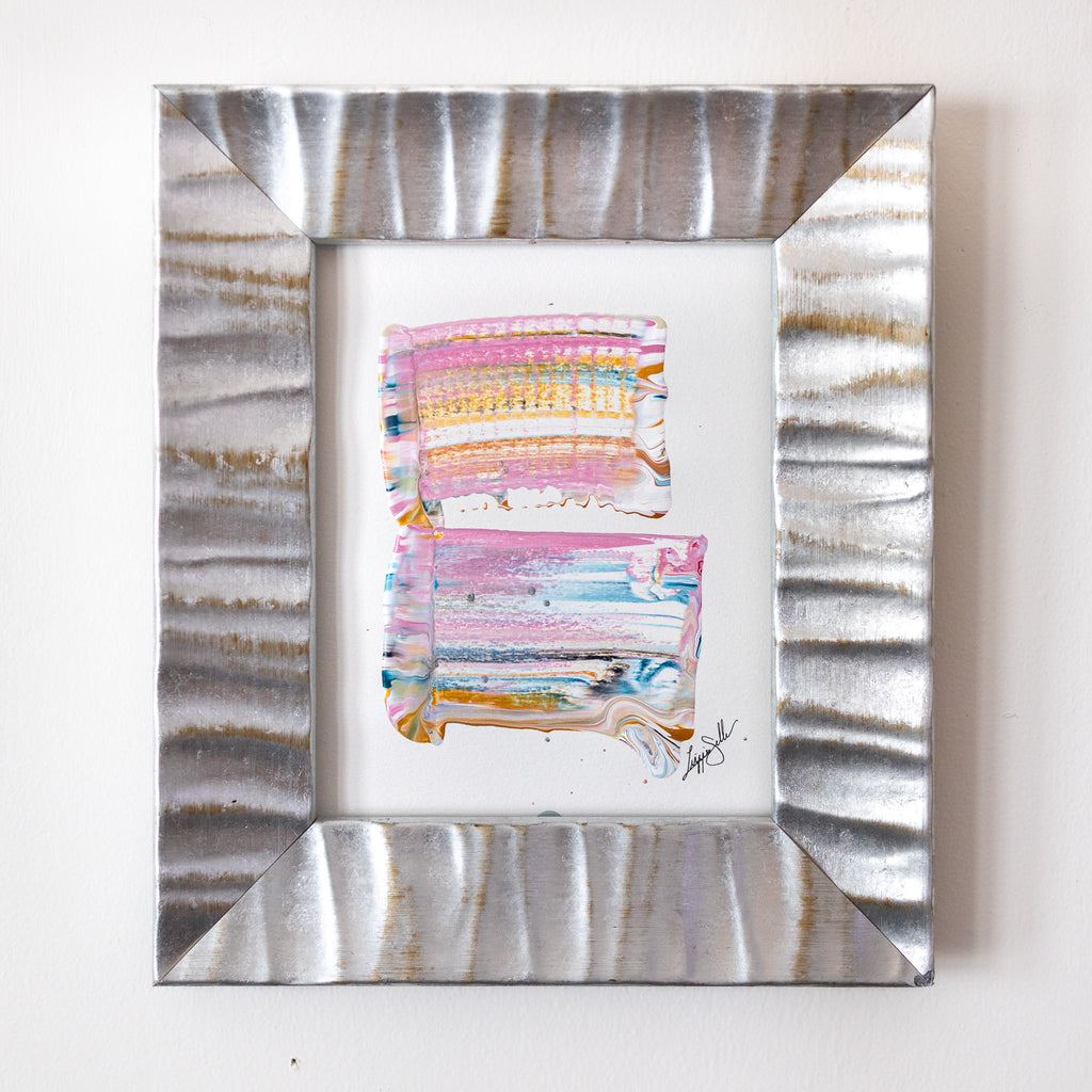 "Joyful Connections" Original Art in Custom Silver Wave Frame