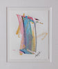 "Joyful Connections- Vertical Swish" Original Gestural Art in Custom Wave Frame