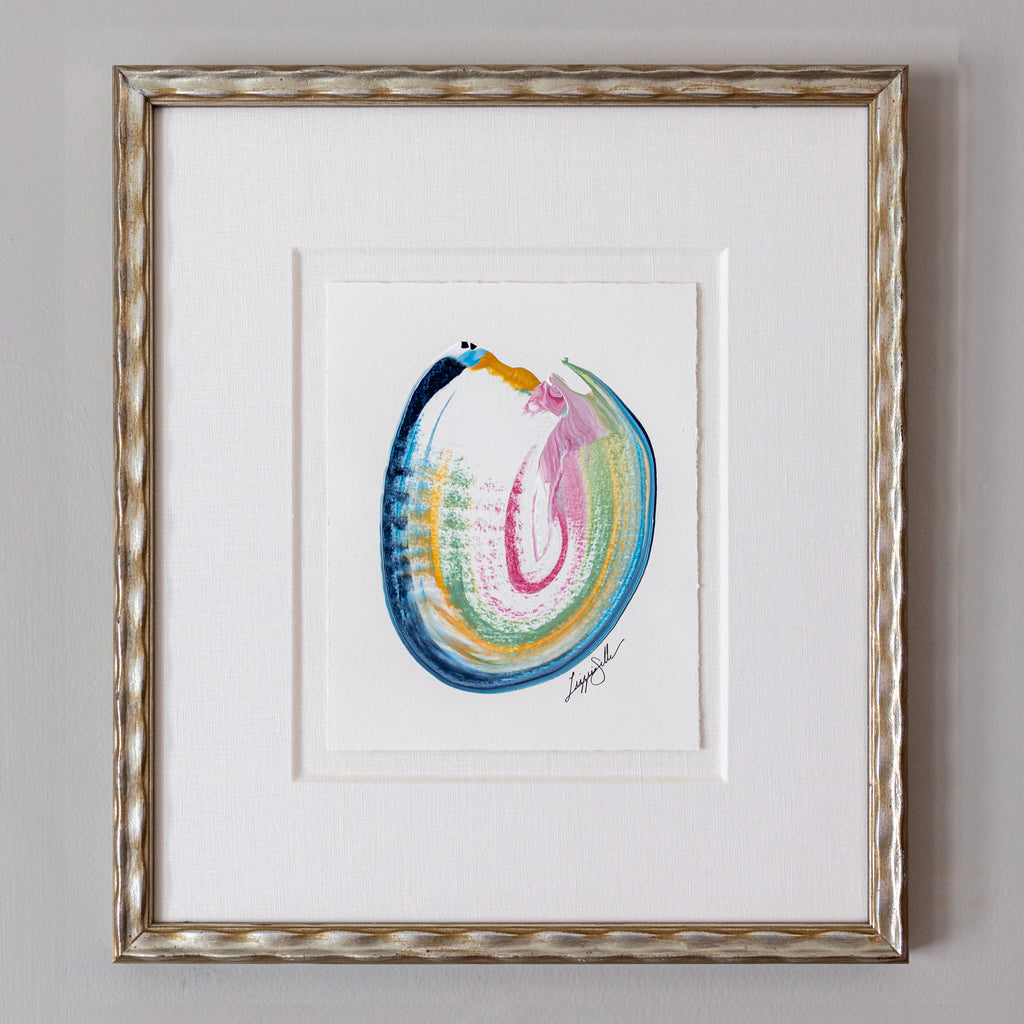 "Joyful Connections-Circle" Original Gestural Art in Custom Wave Frame