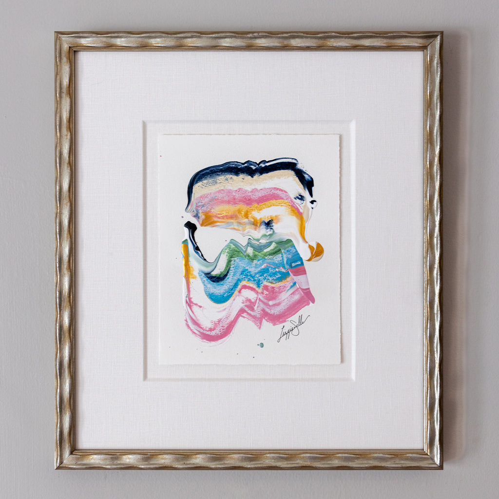 "Joyful Connections-Wavy" Original Art in Custom Wave Frame