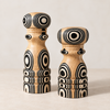 Wood Salt & Pepper Mills with Inlaid Circles, Set of 2