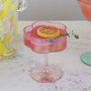Hand-Blown Pleated Flower Shaped Stemmed Coupe Glass