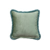 12" Sq Cotton Velvet Printed Pillow w Pattern & Eyelash Fringe
