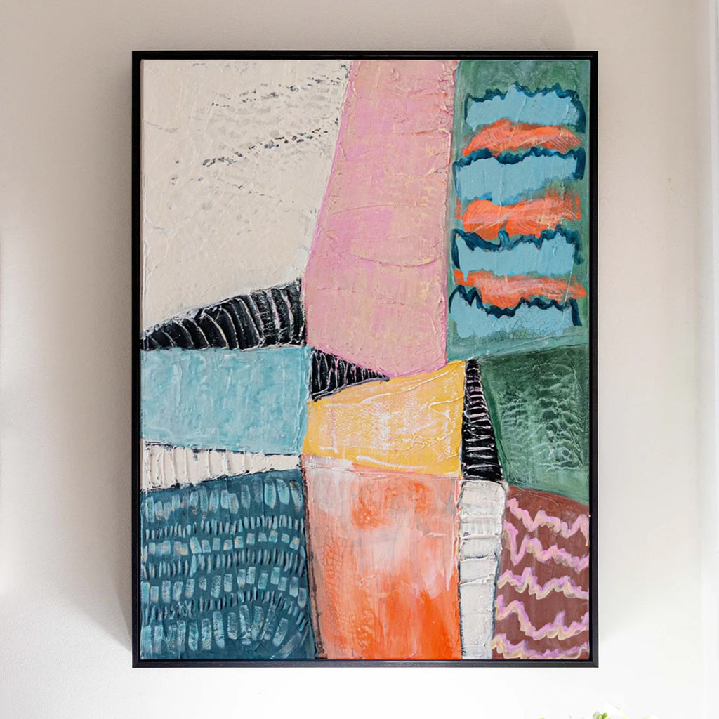 "Piece by Piece" 30x40 Framed in black float frame