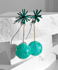 Sputnik Round Drop Earrings - Teal Swirl